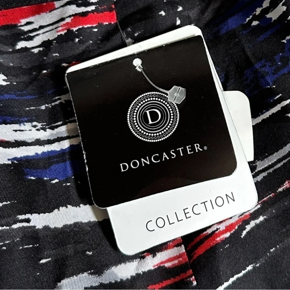 Doncaster 100% Silk Draped Black Abstract Belted Pencil Skirt Size 4 NWT